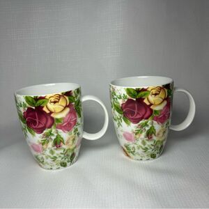 2 Royal Albert Country Rose Chintz Mugs, Fine China Floral 4”H, 3”W.